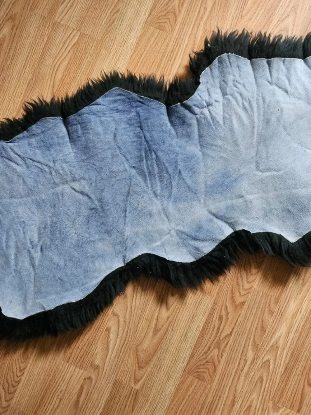 Real Fur Area Rug Handmade Sheepskin Black Real Hair Fur Home Decore Rug New